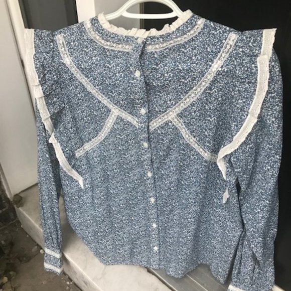 Sezane Teresa Blouse, Blue/white, BNWT, Sz 4 - Picture 6 of 8